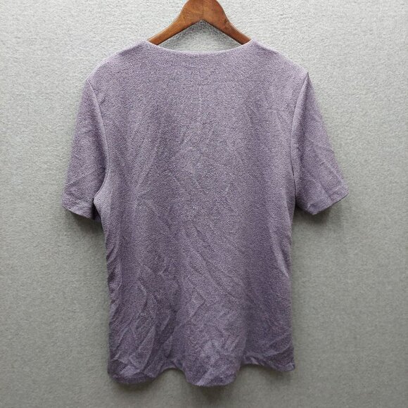 Alfred Dunner Womens Short-Sleeve Purple & Black V-Neck Top M - Picture 3 of 3
